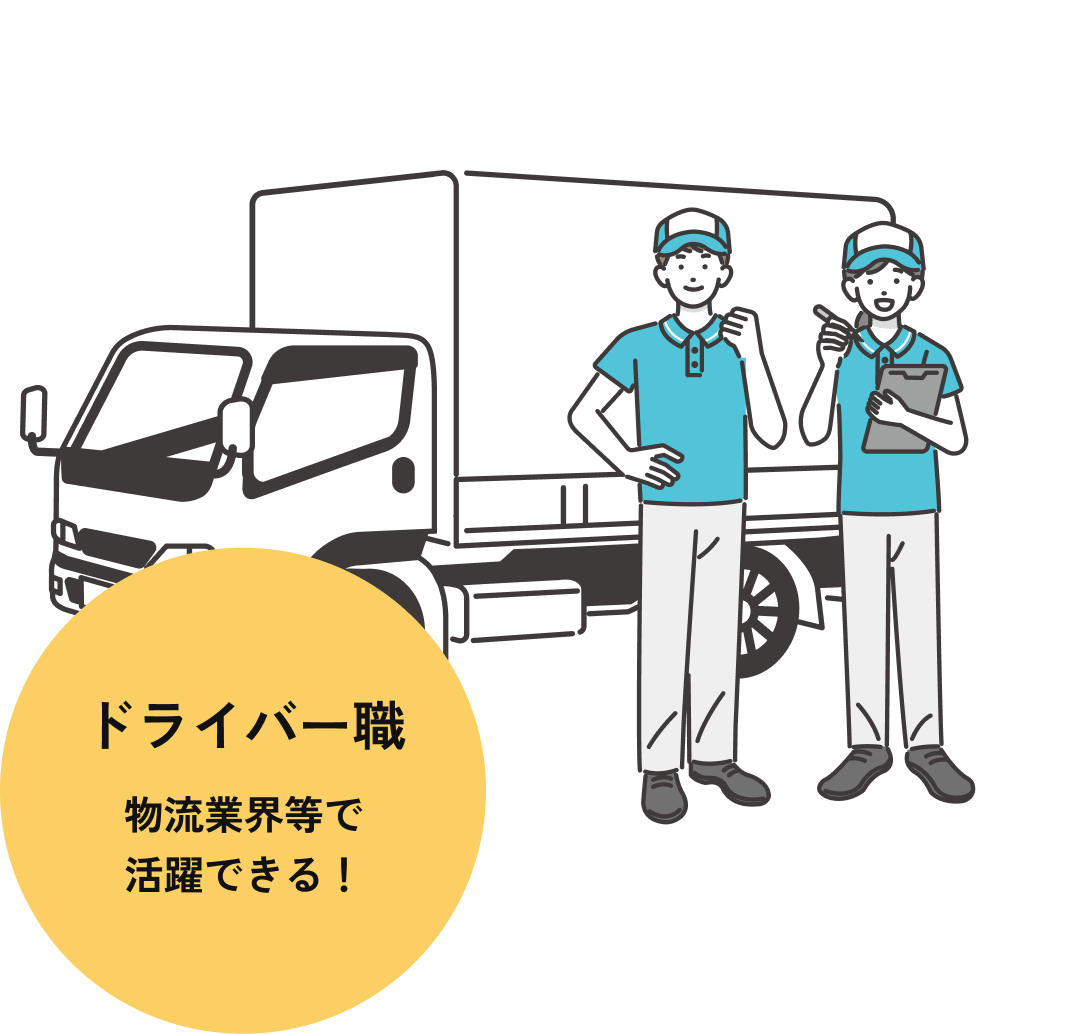 イメージ：ドライバー職　物流業界等で活躍できる！